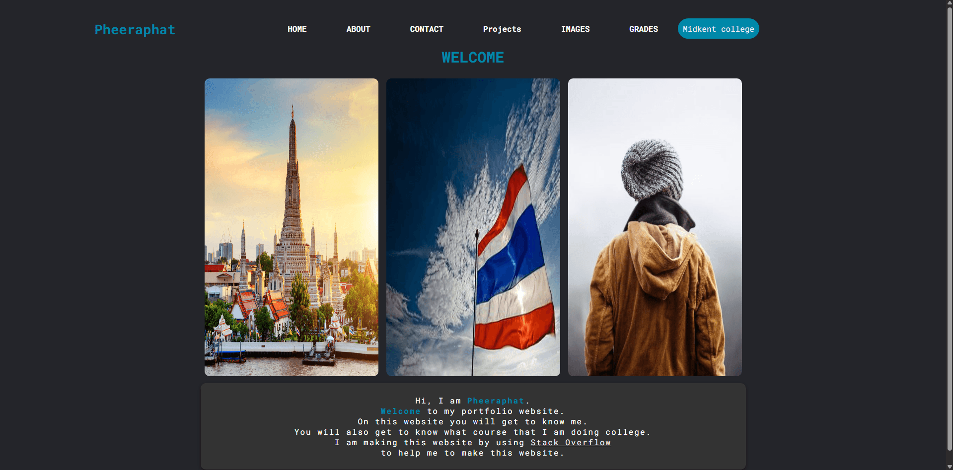 Screenshot of First Portfolio (College Coursework)